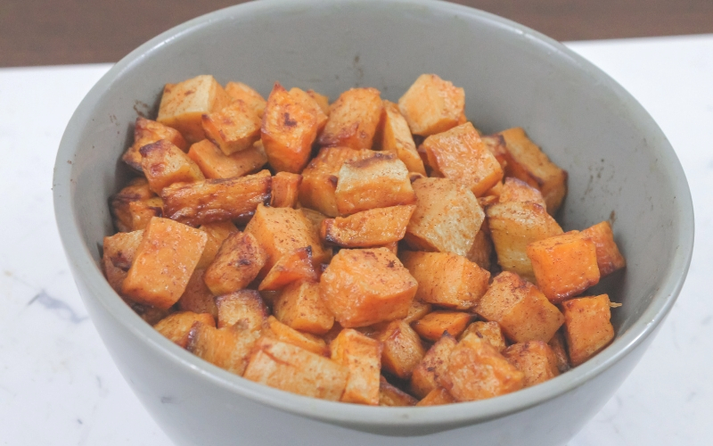 Cinnamon Honey Glazed Air Fryer Sweet Potato Bites 