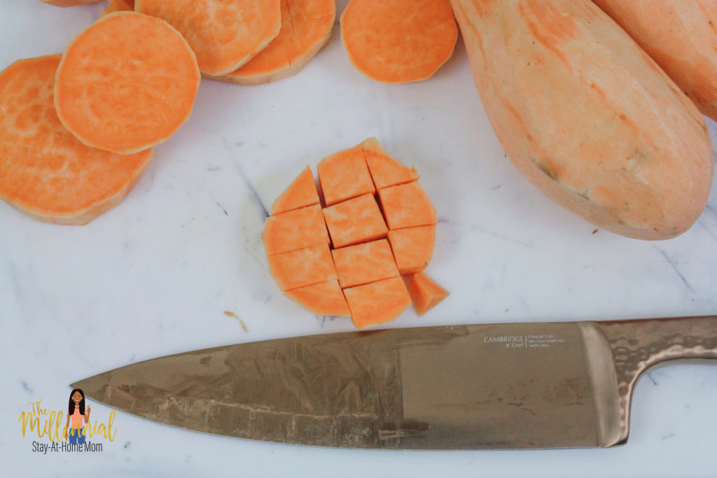 These Cinnamon Honey Glazed AIr Fryer Sweet Potato Bites are a super quick, easy side that goes with any meal! Toddlers love them too!
