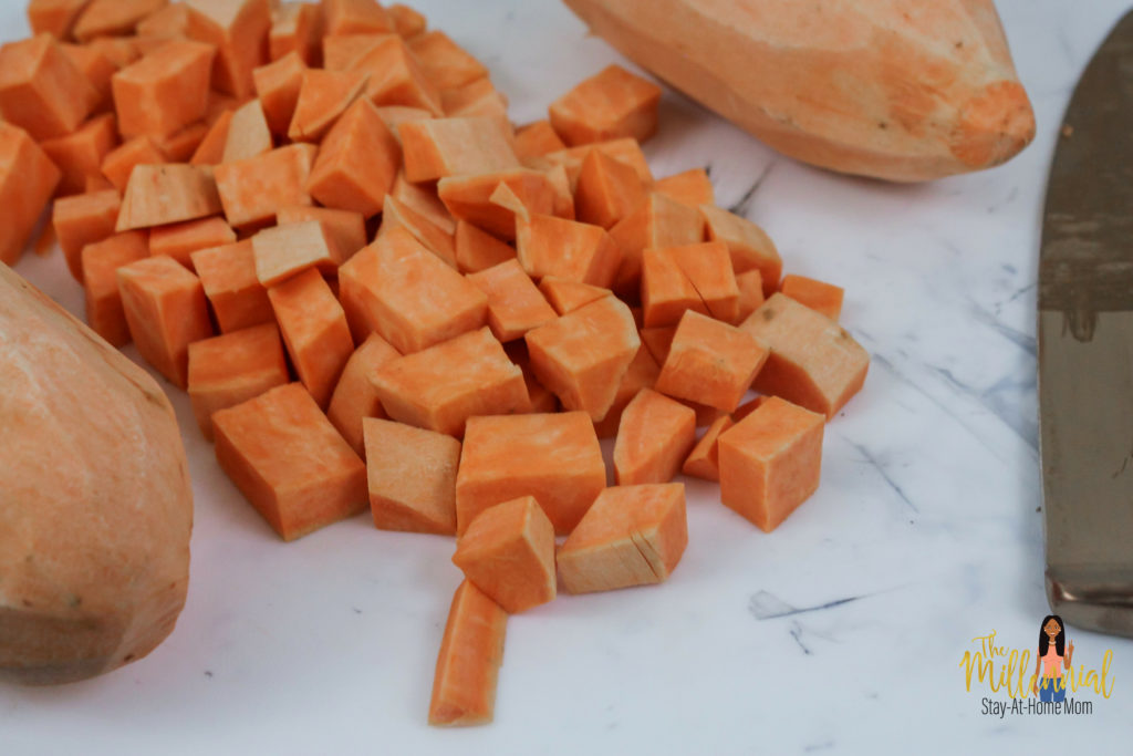 These Cinnamon Honey Glazed AIr Fryer Sweet Potato Bites are a super quick, easy side that goes with any meal! Toddlers love them too!