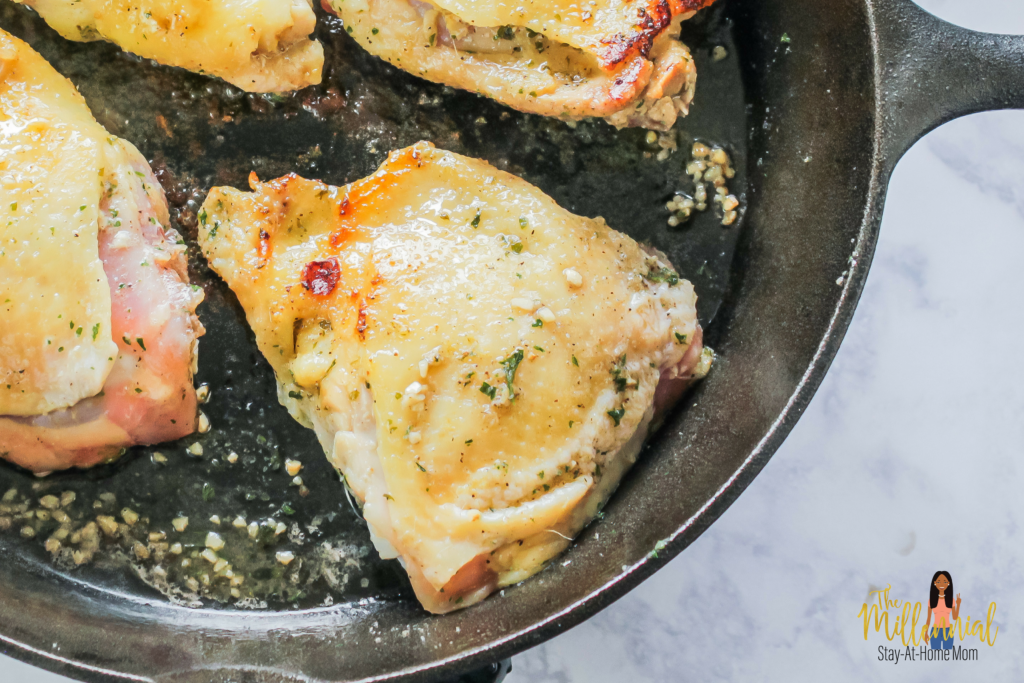 These Cast Iron Skillet White Truffle Chicken Thighs are the perfect dinner-time solution for busy moms who need to whip up something delicious in a hurry.