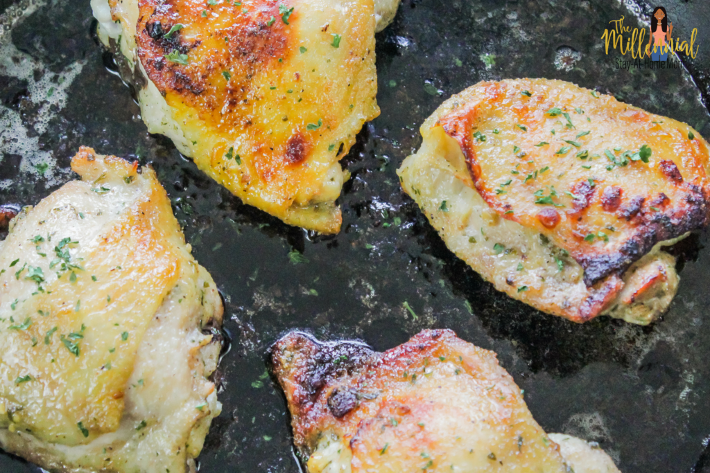 These Cast Iron Skillet White Truffle Chicken Thighs are the perfect dinner-time solution for busy moms who need to whip up something delicious in a hurry.