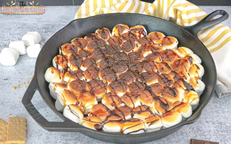 Looking for a fun twist on the classic S'more's recipe? Then check out these delicious Butterscotch Cast Iron Skillet S'mores Dip!