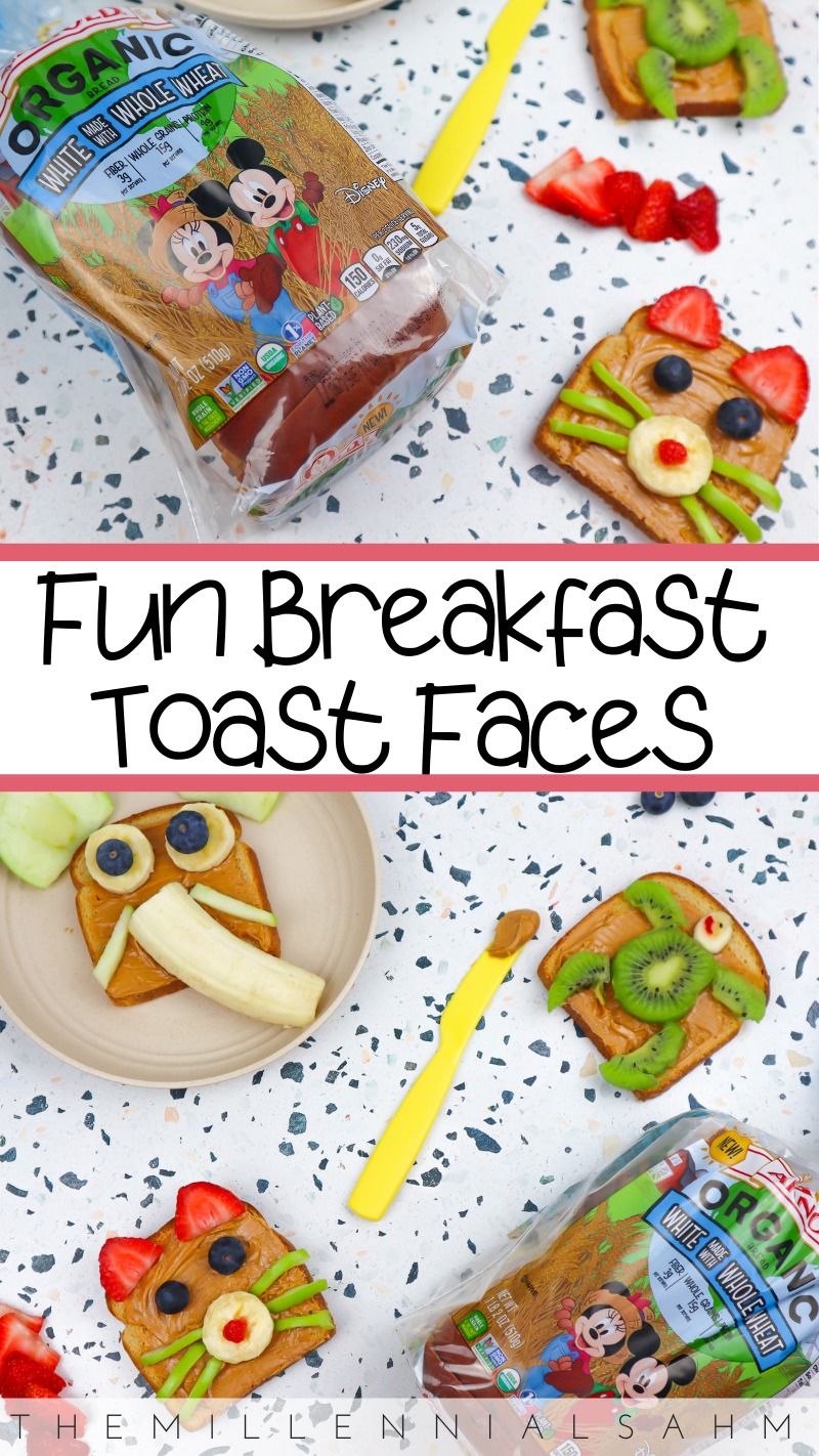 Fun breakfast toast faces made with Arnold Organic White that will make mealtime fun for the whole family. #ad @arnoldbread
