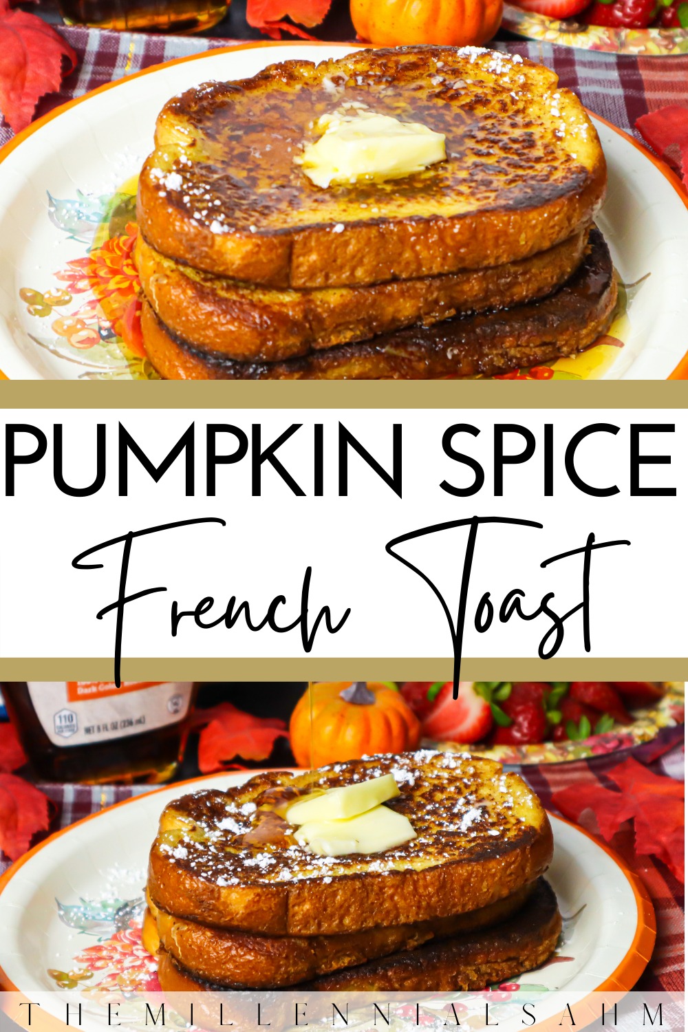 This Pumpkin French Toast is made without the pumpkin puree and is the perfect breakfast to enjoy during those cool and cozy Fall mornings.