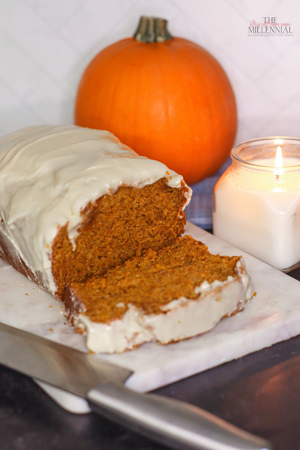 Nothing screams fall more than cool weather, changing leaves, and a fresh loaf of warm pumpkin bread with cream cheese icing! 