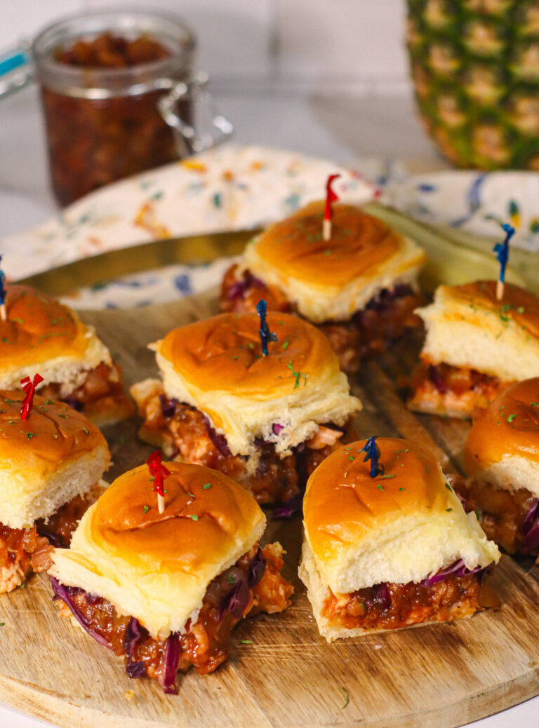 BBQ Chicken Sliders with Pineapple Bacon Jam