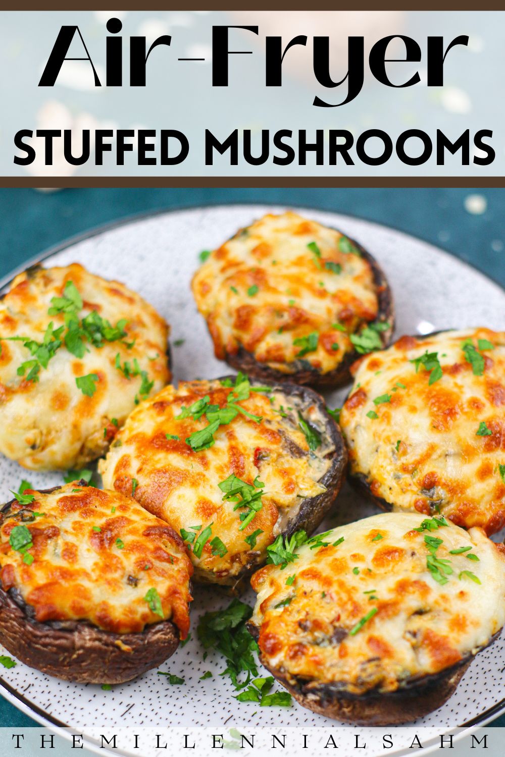 These easy air fryer stuffed mushrooms are the perfect hearty, yet low-carb appetizer recipe! They take only seven minutes to cook and are great for a snack or even appetizers for a party!