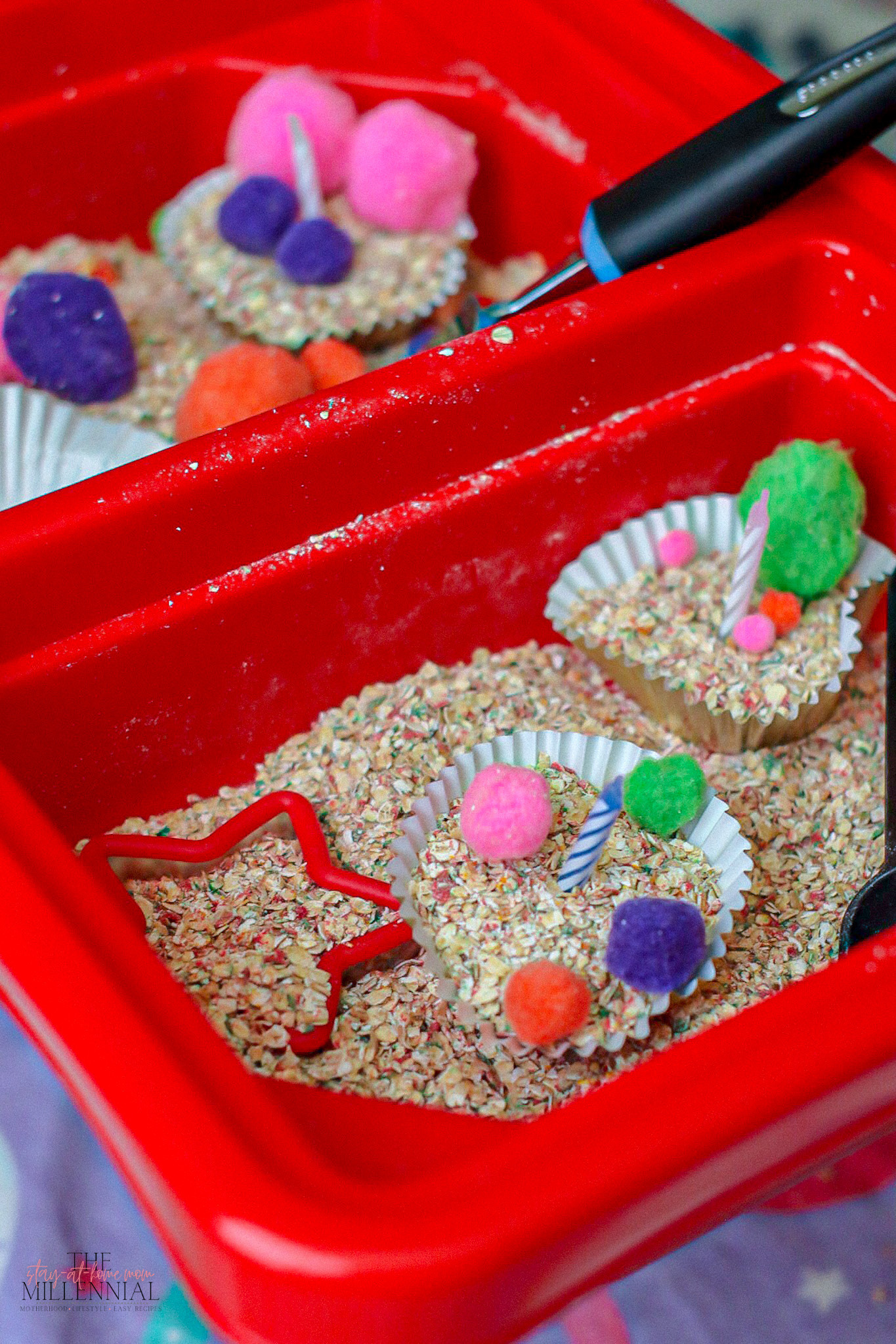 Sensory play has become a daily part of our morning routine and this cupcake bakery-themed sensory table is perfect for your little learner!
