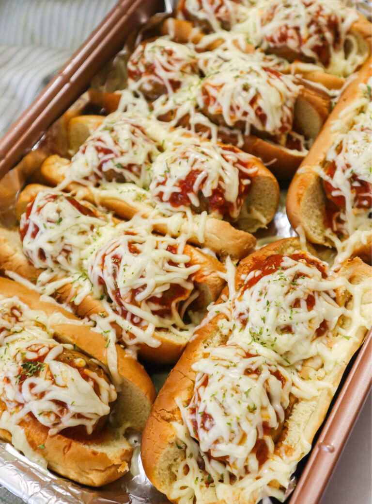 These Easy Meatball Subs are made with only 5 ingredients and can be cooked in the air fryer for a quick and easy dinner or lunch recipe!