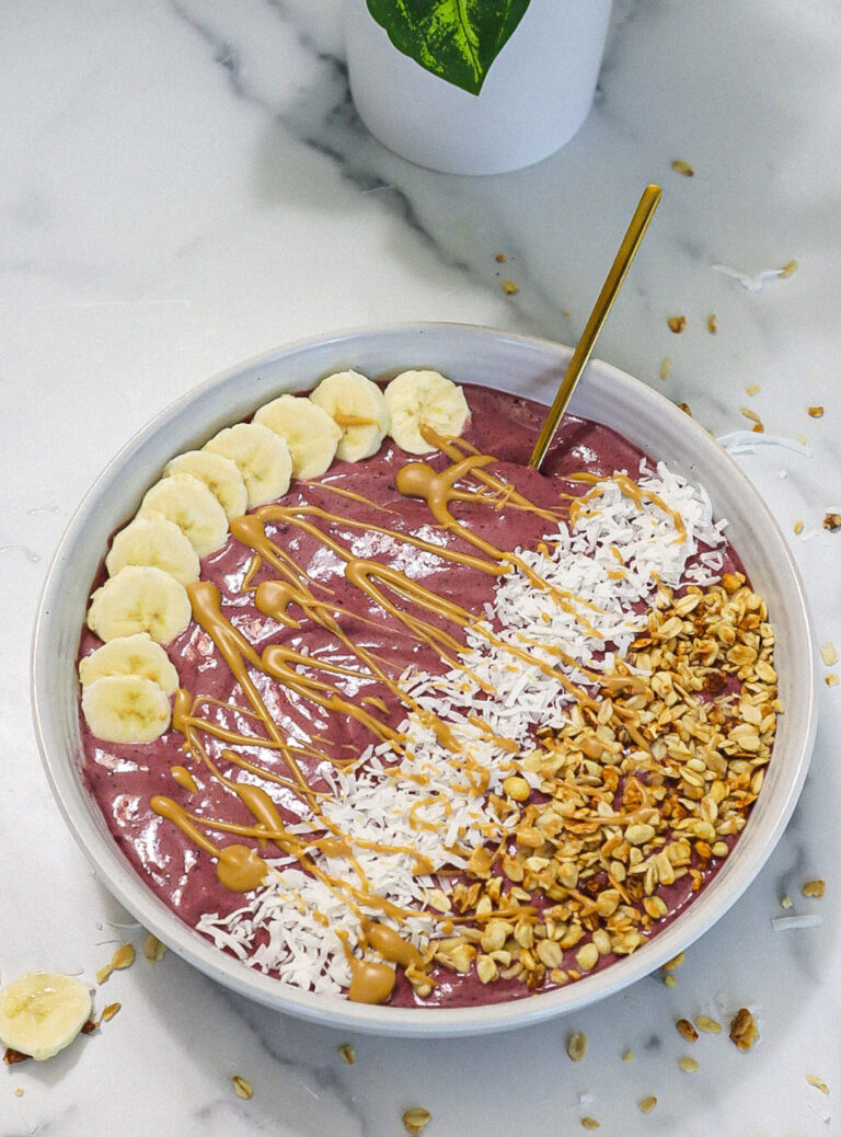 This delicious mixed berry protein smoothie bowl is packed with yummy mixed berries and is the perfect healthy, refreshing treat!