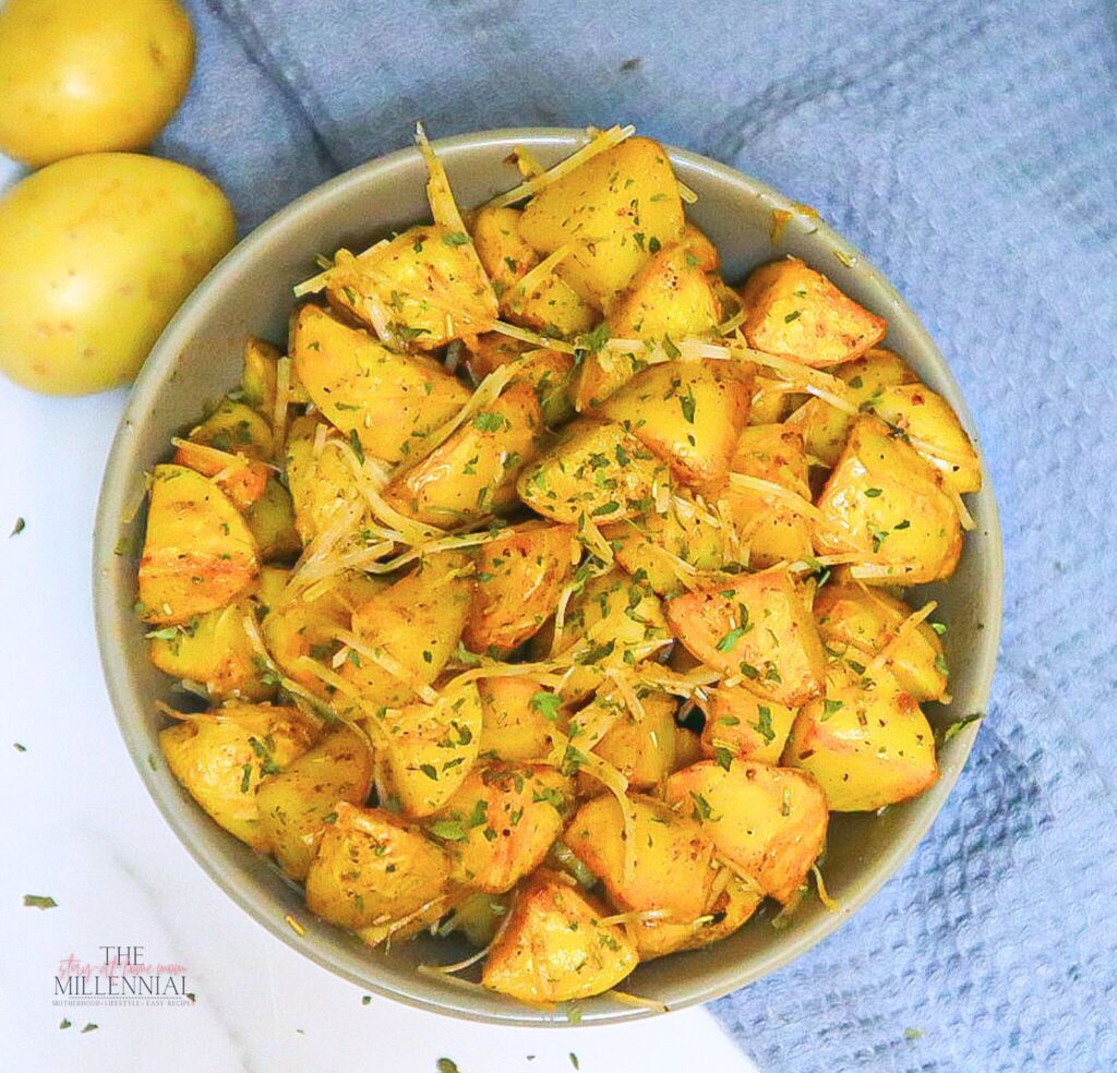 These air fryer roasted potatoes are perfectly crispy and packed with flavor making them the perfect side dish for any day of the week!