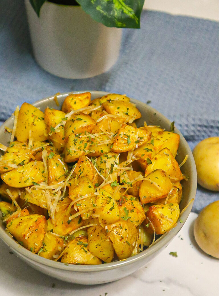 Air Fryer Roasted Potatoes with Parmesan & Rosemary