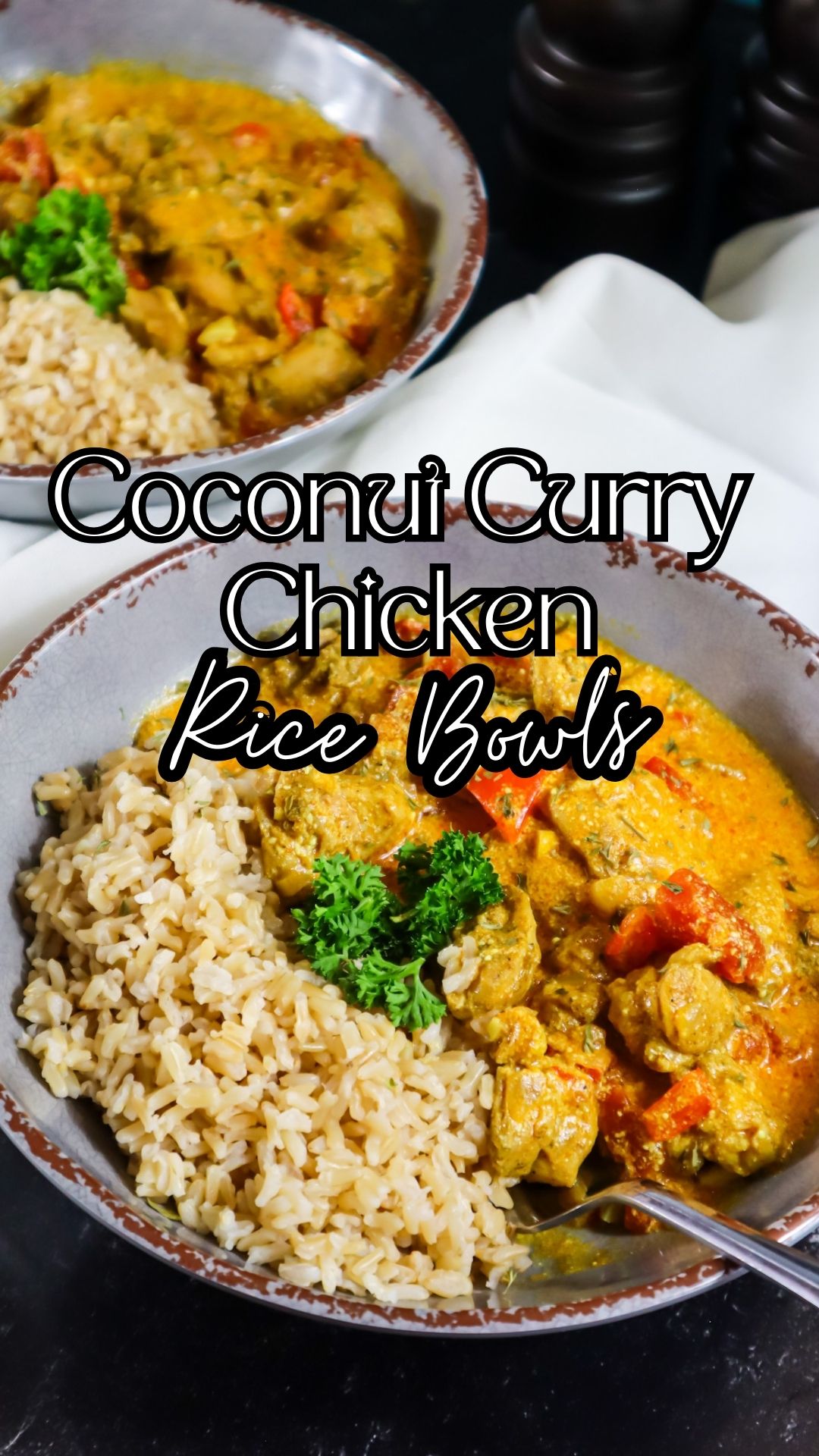These delicious Coconut Curry Chicken Rice Bowls are rich in flavor and the perfect quick and easy dinner solution or meal prep idea!