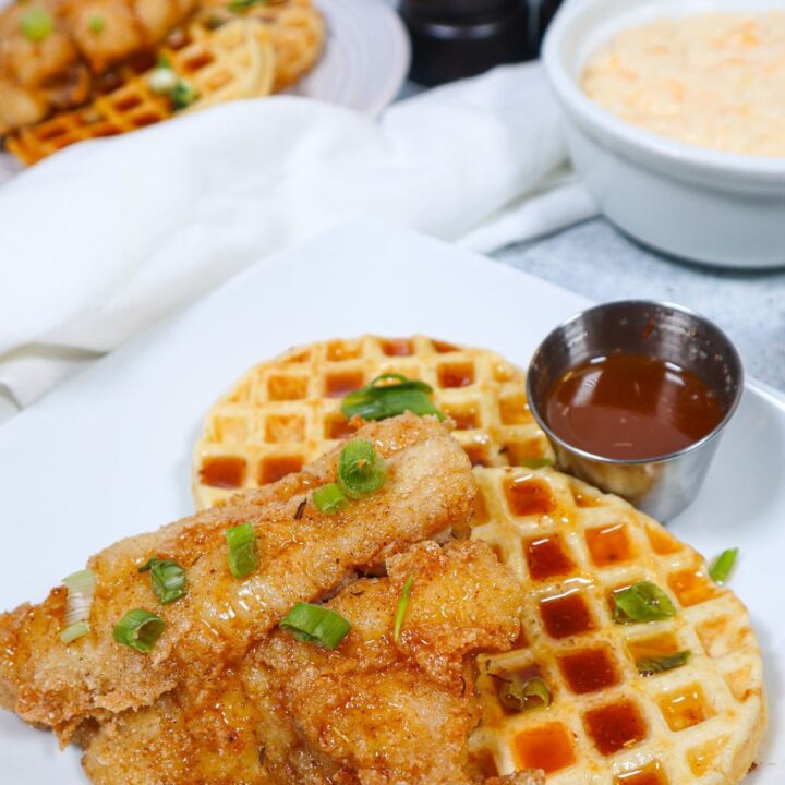 Catfish and Grits Waffles with Cajun Honey Butter