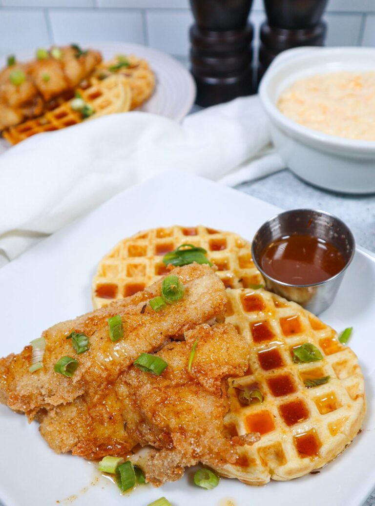 Catfish and Grits Waffles with Cajun Honey Butter