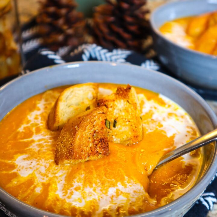 Kick off soup season with this creamy butternut squash soup recipe! It's a simple, family-friendly recipe that everyone will love!